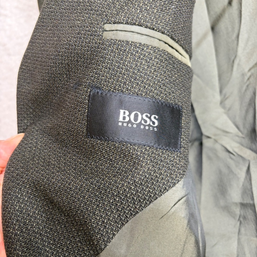 80s Hugo Boss Mars Blazer Mens 42R Green Virgin Wool Button Sport Coat Jacket - Picture 5 of 11